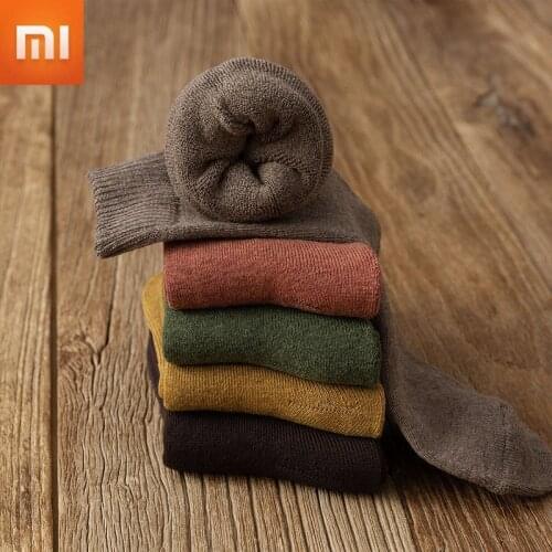 Xiaomi Mijia Mens Winter Socks Men Cotton Long Socks Plus Velvet Thick Warm Socks Breather Soft Business Casual Male 5pairs