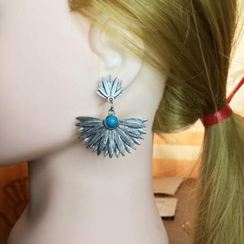 Nanny New Fan-Shaped Dangle Earrings Resin Hip Hop Punk Vintage Exaggerated Unique Piercing Earrings For Women Jewelry Bohemian