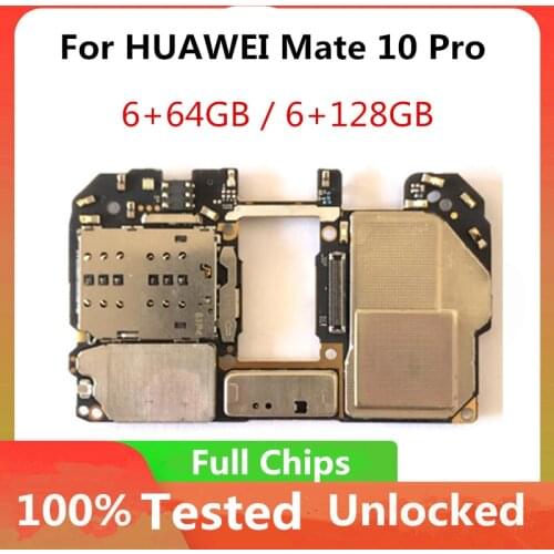 64GB 128gb Original Unlocked For HUAWEI Mate 10 Pro Motherboard Full CHips Logic Board With Android System 6GB RAM