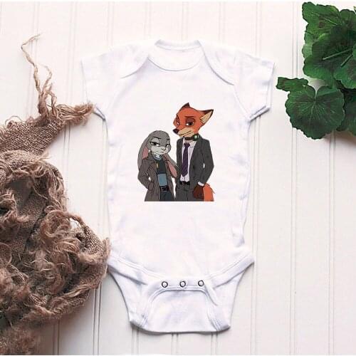 0-24M Newborn Clothes Disney Zootopia Judy Nick Fox Rabbit Graphic Cute Infant Bodysuits Baby Girls Boys Toddler Jumpsuit