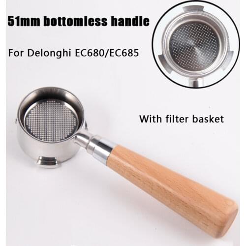 51mm Coffee Bottomless Portafilter for Delonghi EC680/EC685 Filter Replacement Filter Basket Coffee Accessories