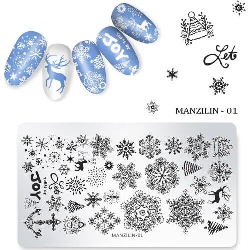 Nail Stamping Plates Nail Art Image Stencil Christmas Series Snowflake Santa Claus DIY Plate Tools Stamp Templates