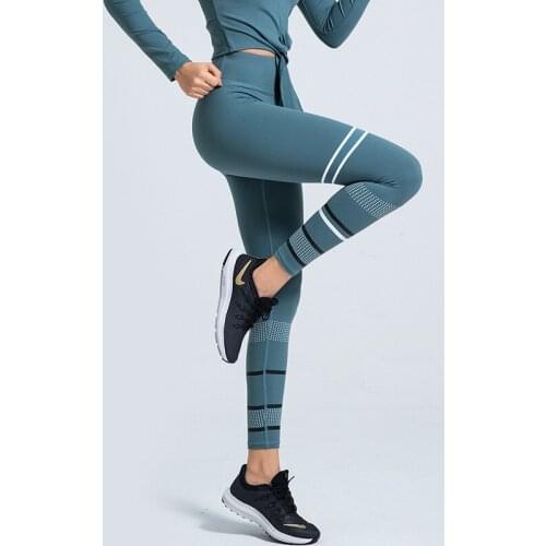 Yoga Pants Midrise Waist / Full-Length Women Leggings Rubber Stripes Anti-pilling Fitness Leggings Skinny Gym Workout Pants
