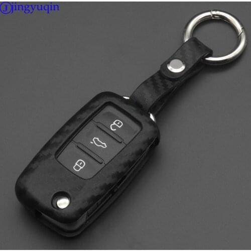 Carbon Fiber Silicone Car key Case Cover for VW Volkswagen polo passat b5 golf 4 5 6 jetta mk6 tiguan Gol CrossFox Eos Scirocco