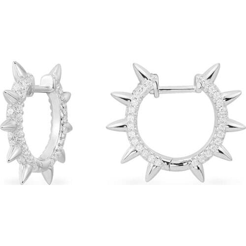 SOELLE Fashion Real 925 Sterling Silver Spike Hoop Earrings Micro High Quality Cubic Zircon Women Fine Brand ARCHI NOIR Jewelry