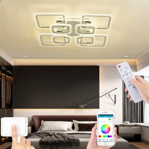 Modern Living Room LED Chandelier Bedroom Ceiling Light Apartment Villa Light Hotel Lobby Lamp Smart Remote Control Dimming Lamp