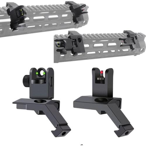 Tactical 45 Degree Flip Up Offset Fiber Optics Sights Iron Sight Front Rear Red Green Fiber Sights of Hunting Gun Accessories