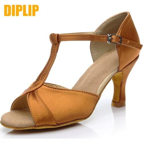 DIPLIP new Latin dance shoes woman Soft bottom Ballroom dance shoes girl Salsa Fish mouth glitter High heel