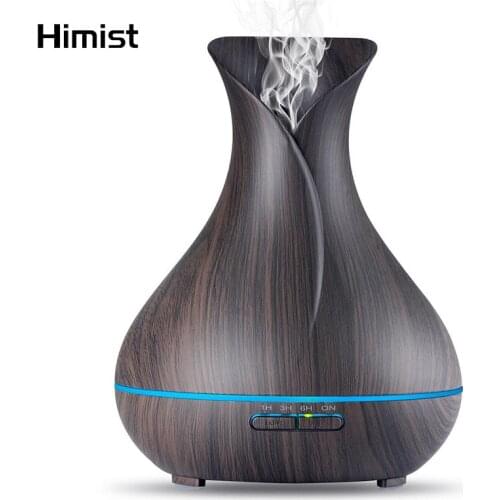400ml Aromatherapy Air Humidifier Wood Aroma Essential Oil Diffuser 7 Color Changing LED For Office Home Decor Vase