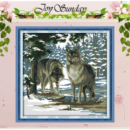 Stay Together Patterns Counted Cross Stitch 11 14CT Cross Stitch Set Wholesale Wolf Cross-stitch Kits Embroidery Needlework