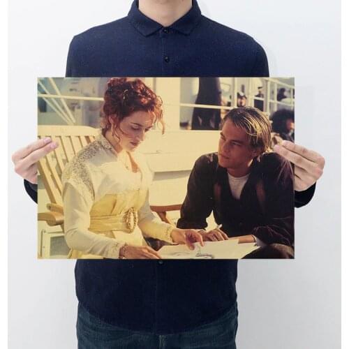 Vintage Titanic E Poster kraft Paper Classic Movie Poster Bar Cafe Theme Home Decoration Painting 51x36cm Wall Stickers