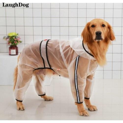 Waterproof Big Dog Raincoat Transparent Hooded Rain Coat For Medium Large Dogs Four leg Jumpsuits Rainwear Pet Outdoor Products