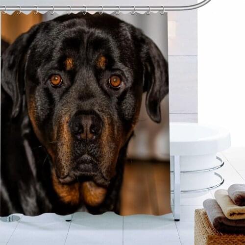Rottweiler Dog Shower Curtain Polyester Fabric Print Bath Curtains For Bathroom Waterproof Bath Curtain Hook Modern Eco-Friendly