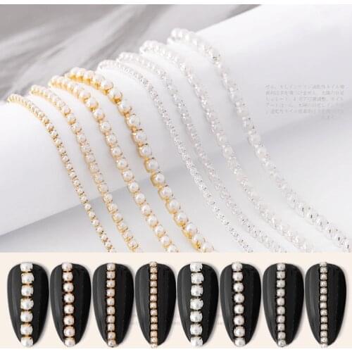 1Pcs Pearl Nail Jewelry Accessories for Decoration 2021 Fashion Metal Nails Art Decorations for Manicure Design 3d Nail Charms