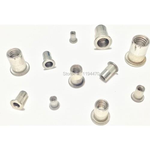 2-50pcs M3 M4 M5 M6 M8 M10 M12 Metric Thread 304 Stainless Steel Flat Head Rivet Nut Rivet Insert Nut Cap Rivnut