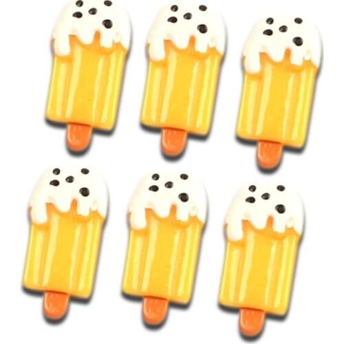 20Pcs 34x17mm Mixed Yellow Ice Cream Resin Decoration Crafts Flatback Cabochon Embellishments For Scrapbooking Diy Accessories