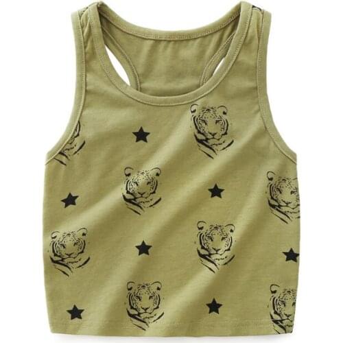 2020 Summer boys girls sleeveless t-shirt 100% Cotton Kids Clothes baby high quality Tees Children clothing Printing Tiger tops