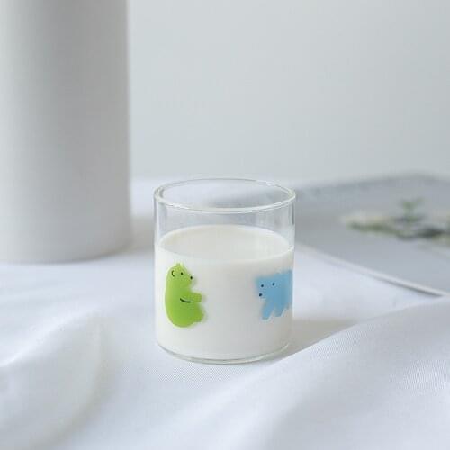150ML New Korea Mini Cartoon Glass Three Bears Cup Cute Meng Cup Glass Transparent Breakfast Coffee Yogurt Cup Glass Juice Cup