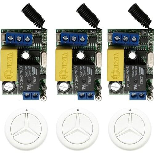 AC 220 V 1CH 10A Wireless Remote Control Switch System Receiver & White Remote/Garage Door/ window /lamp/shutters