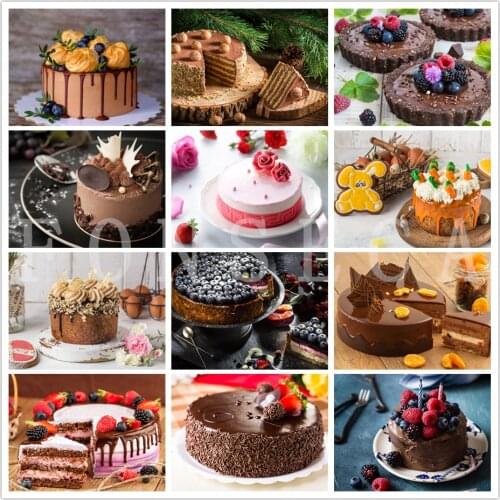 Diamond Painting Delicious Cake Cross Stitch Kits 5D Diamond Embroidery Dessert Full Square Rhinestones Art for Kitchen Decor