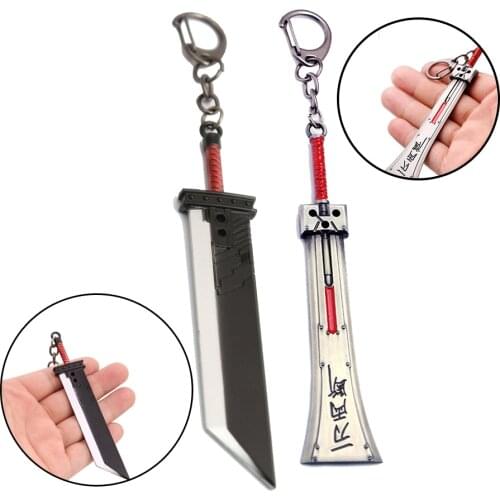 Game Final Fantasy VII Keychain Cloud Strife Buster Sword Remake Metal Weapon Pendant Cosplay Car Men Charm Jewelry Llaveros