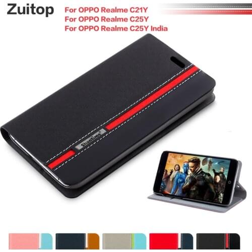 Cowboy PU Leather Phone Bag Case For OPPO Realme C21Y Flip Case For OPPO Realme C21Y Business Case Soft Silicone Back Cover