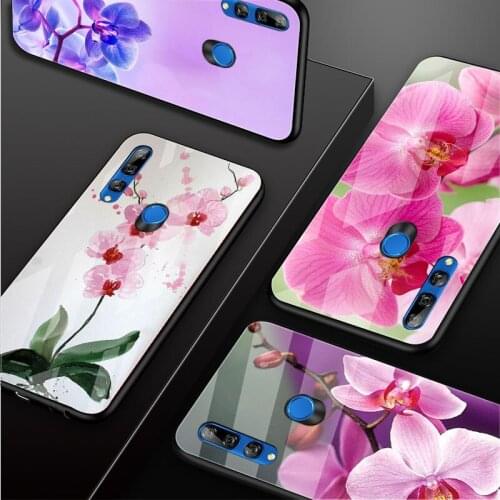 Orchid Flowers Tempered Glass Phone Case For Huawei honor 8X 9 10i 20i 20Lite 20Pro 30 Pro Cover Shell