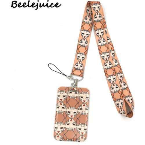 Cartoon Hairless Sphynx Cats Credit Card ID Holder Bag Student Women Travel Bank Bus Business Card Cover Badge Accessories Gifts