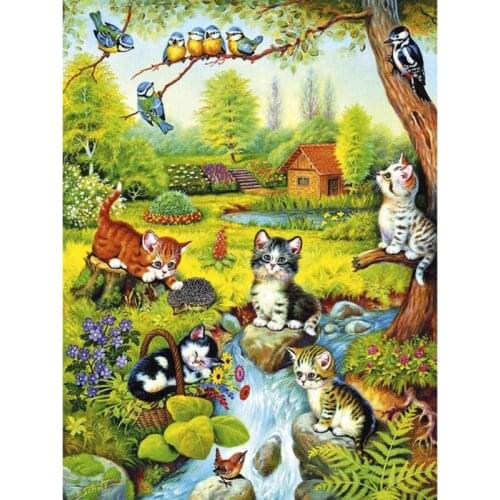 GLymg Lovely Cat Diy Diamond embroidery To Draw Diamond Painting Cross Stitch Small Animal Mosaic Full Drill Painting Home Decor