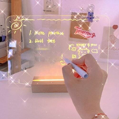 Hot Erasable Transparent Message Board Clear Writing Board Acrylic Message Board With Base Set Desk Decoration Home furnishings