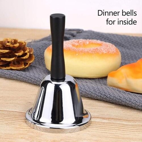 Loud Hand Bell 2 Pack Silver Steel Hand Bells Dinner Bells for Inside Classroom Bell for Food Line Alarm Ringing