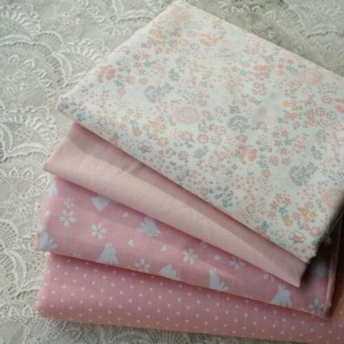 Flower/Dots Printed Cotton Twill Fabric Pink Cotton Material for DIY Sewing Patchwork Cloth Dress Bedding Sheet Handmade Crafts