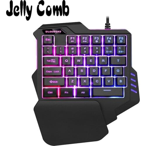 Jelly Comb Single Hand Keyboard Colorful RGB Poor Light Non Mechanics Notebook Computer Game Keyboard for Gaming