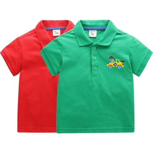 2021 Summer Boys Polo Shirt Short Sleeve School Top Turn-down Collar Cartoon Car Print Cotton Childrens T Shirts Dropship 2-10Y