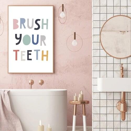 Colorful Bathroom Wall Art Poster Nursery Funny House Rules Sign Canvas Painting Wash Your Hands Quotes Print Nordic Home Decor