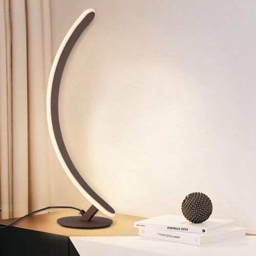 Nordic LED Fashion Table Lamp Curved Aluminum Bedside Lamp Cool White Warm White Dimming Desk Lamp For Living Room Home Decor