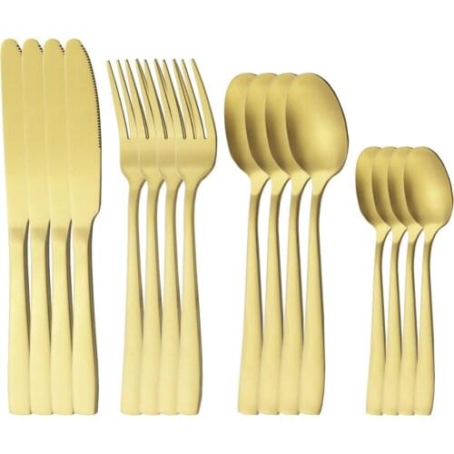Dinnerware Spoons Fork Knife Dessert Spoons Western Cutlery Stainless Steel Gold Dinner Set Complete Kitchen Home Tableware Set