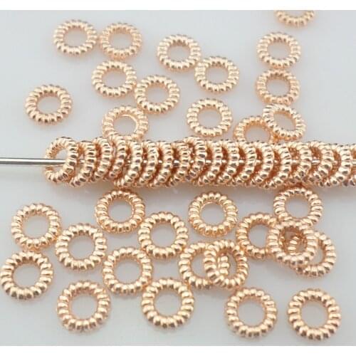 200pcs Alloy Rose Gold Small Round Rings Loose Charm Spacer Beads 4mm Jewelry Findings