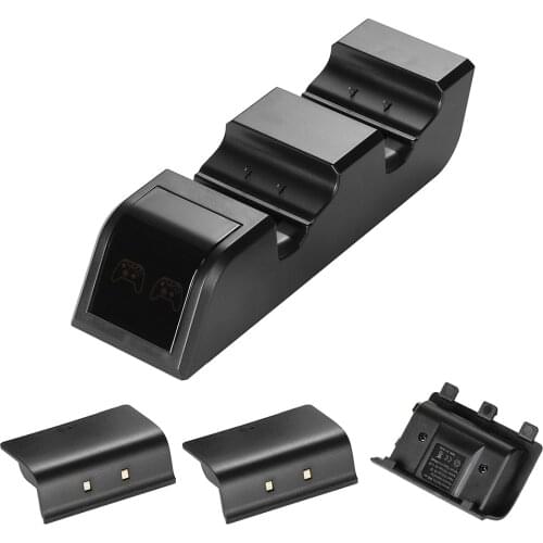 New 3Pcs Portable Charger Handle Dual Controller Charging Dock Station 1200mAh Battery Pack Dual Seat for Xbox One