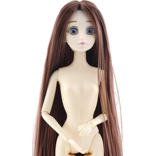New 30cm 20 Movable Jointed Dolls Toys Cute 3D Big Blue Eyes Female Naked Nude Doll Head Body Fashion Hair Doll Toy For Girls