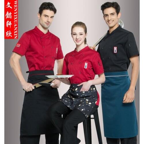 Chef Wear Short Sleeved Summer Shirt Chef Clothes Hotel Western Food Service Men Women Kitchen Work Uniform Plus Size B-6419