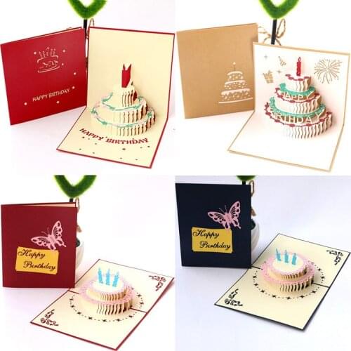 Birthday Card 3D Greeting Cards Blessing Solid Paper Sculpture Invitation Card Wedding Party Thank You Gift Card Craft Supplies