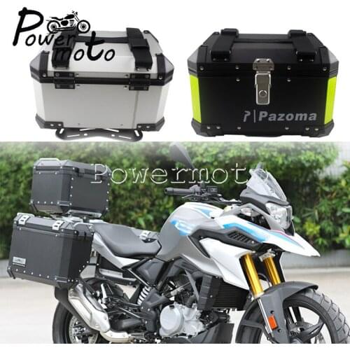 Aluminum Motorbike Top Case Cargo Tail Box w/ Bracket Kit for Honda BMW Triumph Yamaha Suzuki Street Bike 45L Luggage Topcase