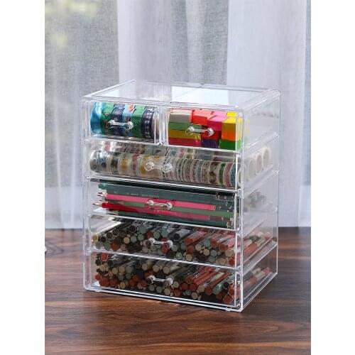 Acrylic Transparent Drawers Makeup Organizer Lipstick Holder Dust-Proof Cosmetic Storage Box 3/4/6 Drawer Desk Organizer Storage