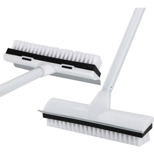 Adjustable with Long Handle Floor Scrub Brush Rubber Scraper Carpet Brush Stainless Metal Handle Scrubber with Stiff Bristles