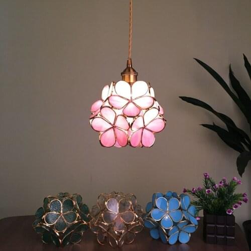 Handmade glass chandelier Nordic bedroom bedside girl room rose chandelier creative aisle lights
