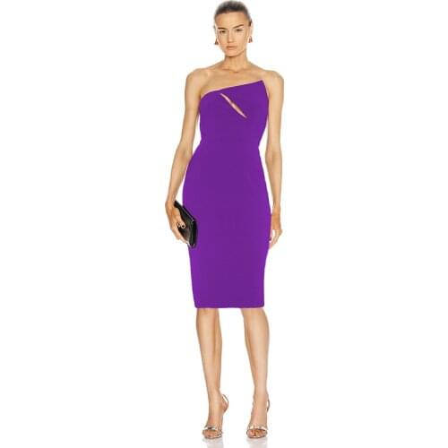 Purple Evening Party Dresses 2021 Summer Sexy Strapless Sleeveless Casual Bodycon Dress Vestido Feminino Elegant Robe BD2074