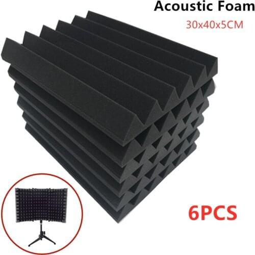 6PCS 300x400x50mm Soundproofing Foam Acoustic Foam Studio Treatment Panels Recording Microphone Sound Absorption Accessories