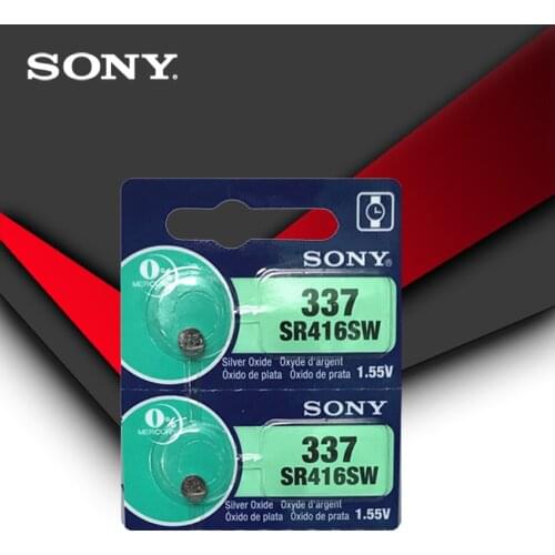 2pc Sony 100% Original 337 SR416SW 1.55V Silver Oxide Watch Battery SR416SW 337 Button Coin Cell MADE IN JAPAN