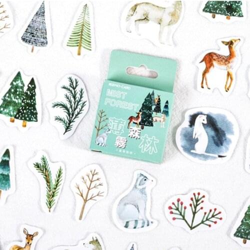 45P Cute Forest Animals Stationery Sticker Scrapbooking Seal Creative Cartoon DIY Diary Decorative Adhesive Paper Label Supplies